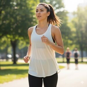 Lululemon Sz 8 White Mesh Racer Back Athletic Tank Top